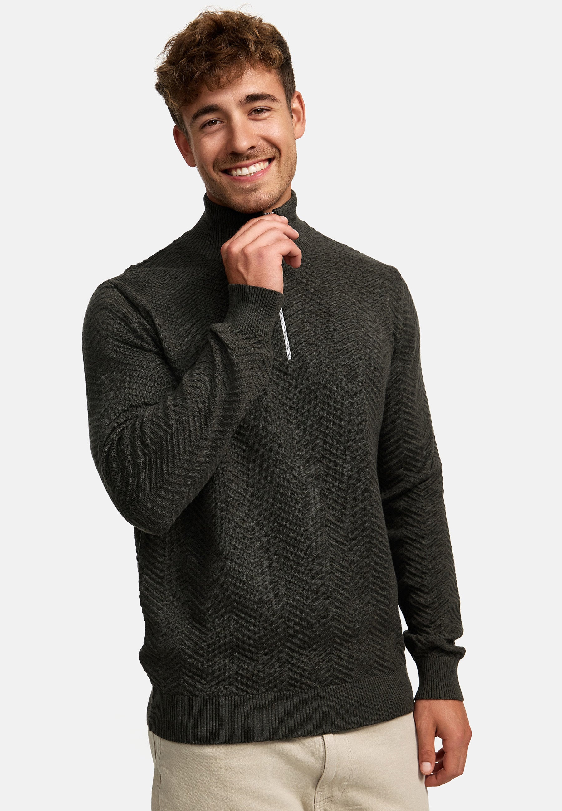 KRONSTADT | Men's Knitted Jumper KSCarlo Half-Zip Army – Kronstadt