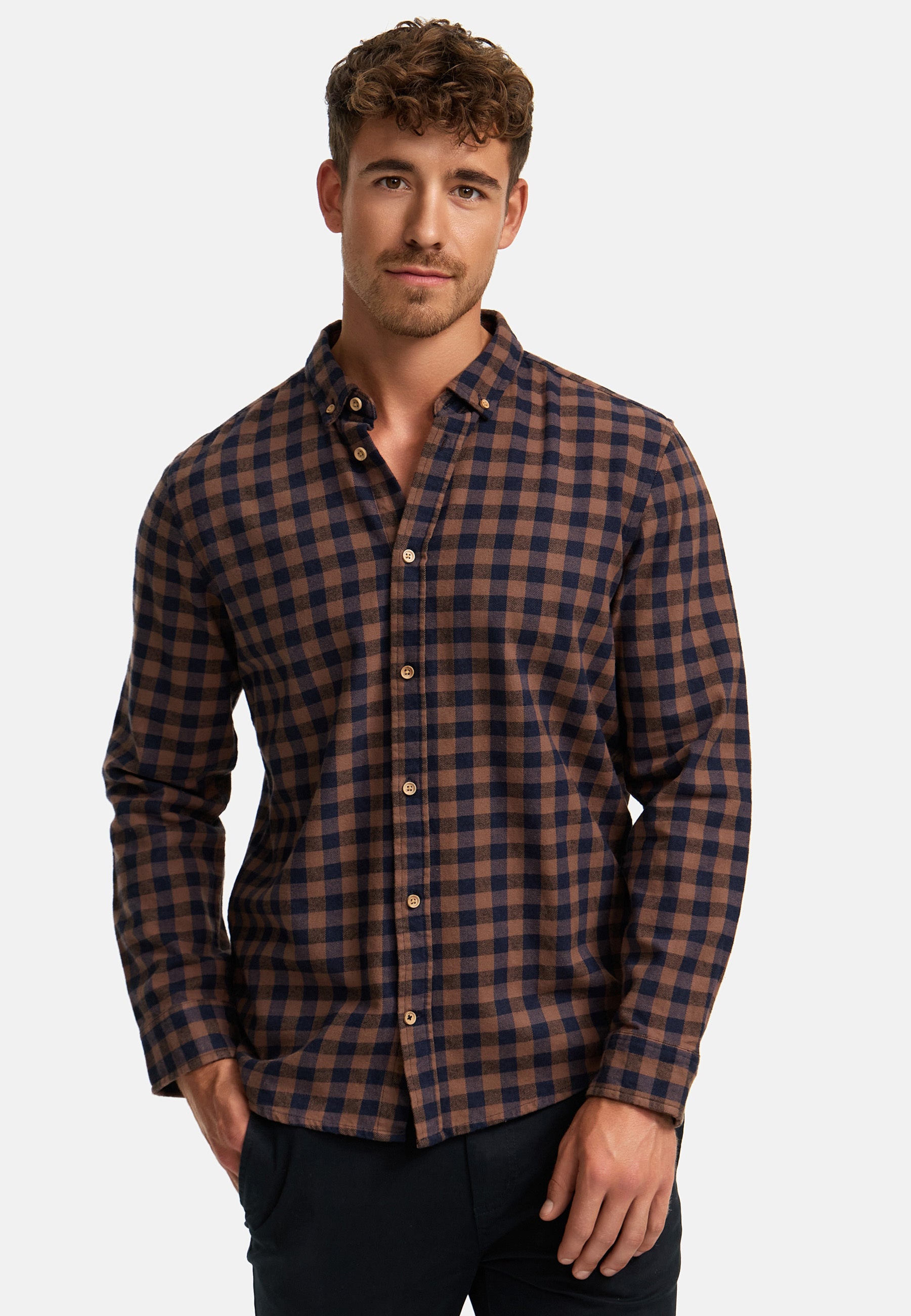 Hemd Langarm KSJohan Check Monk's Robe New