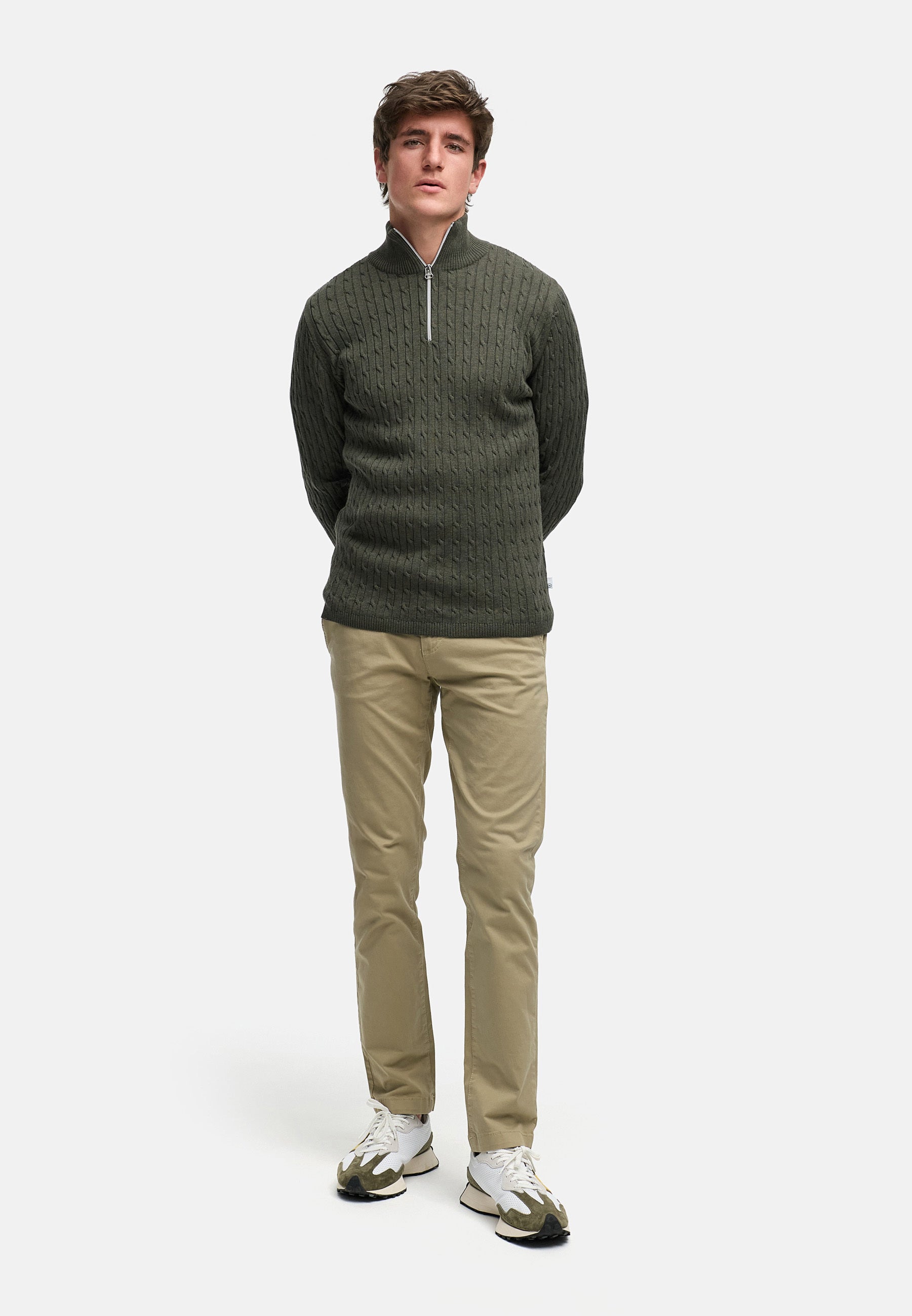 Strickpullover KSCable Half-Zip Army Mix