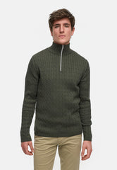 Strickpullover KSCable Half-Zip Army Mix