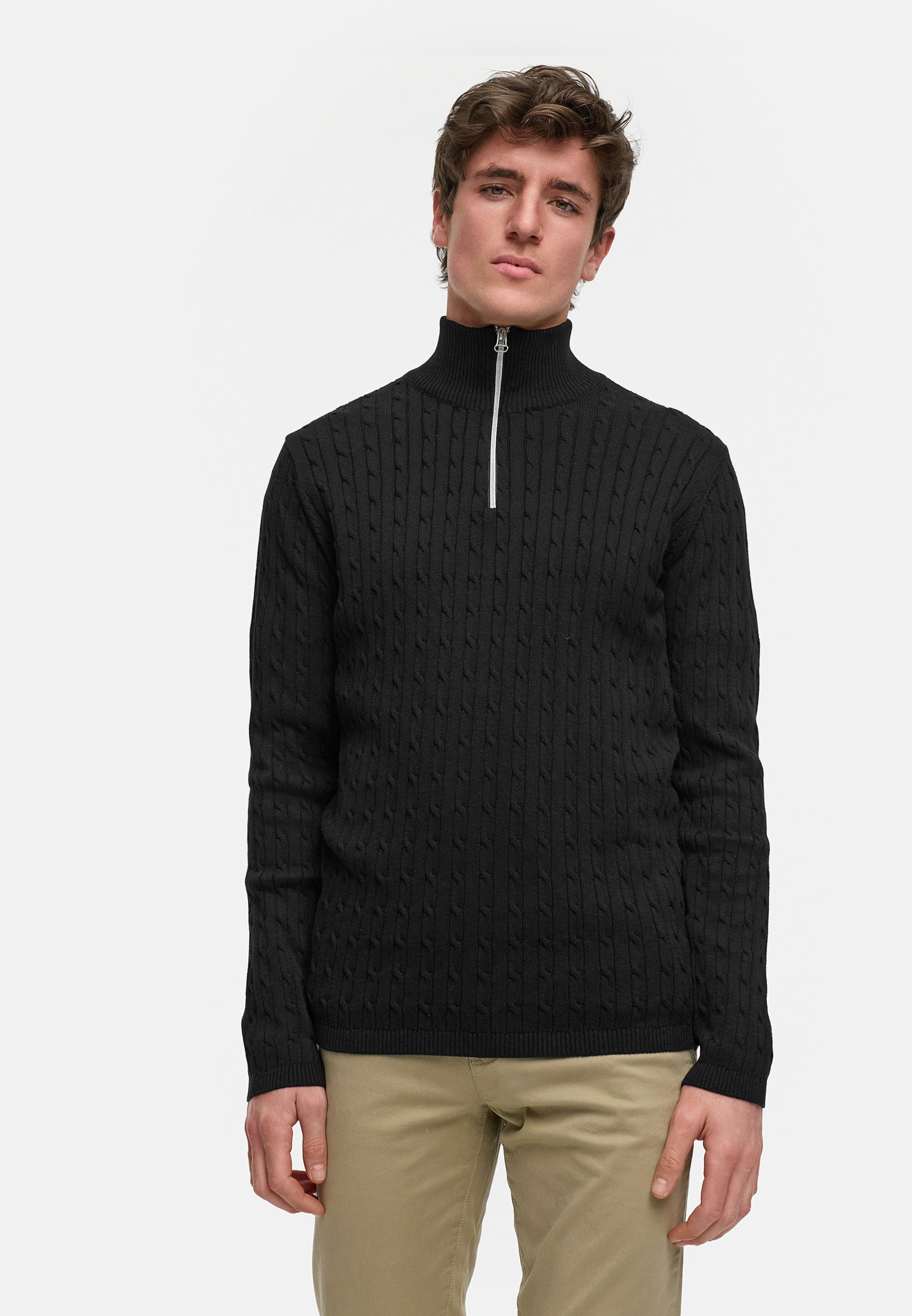Strickpullover KSCable Half-Zip Black