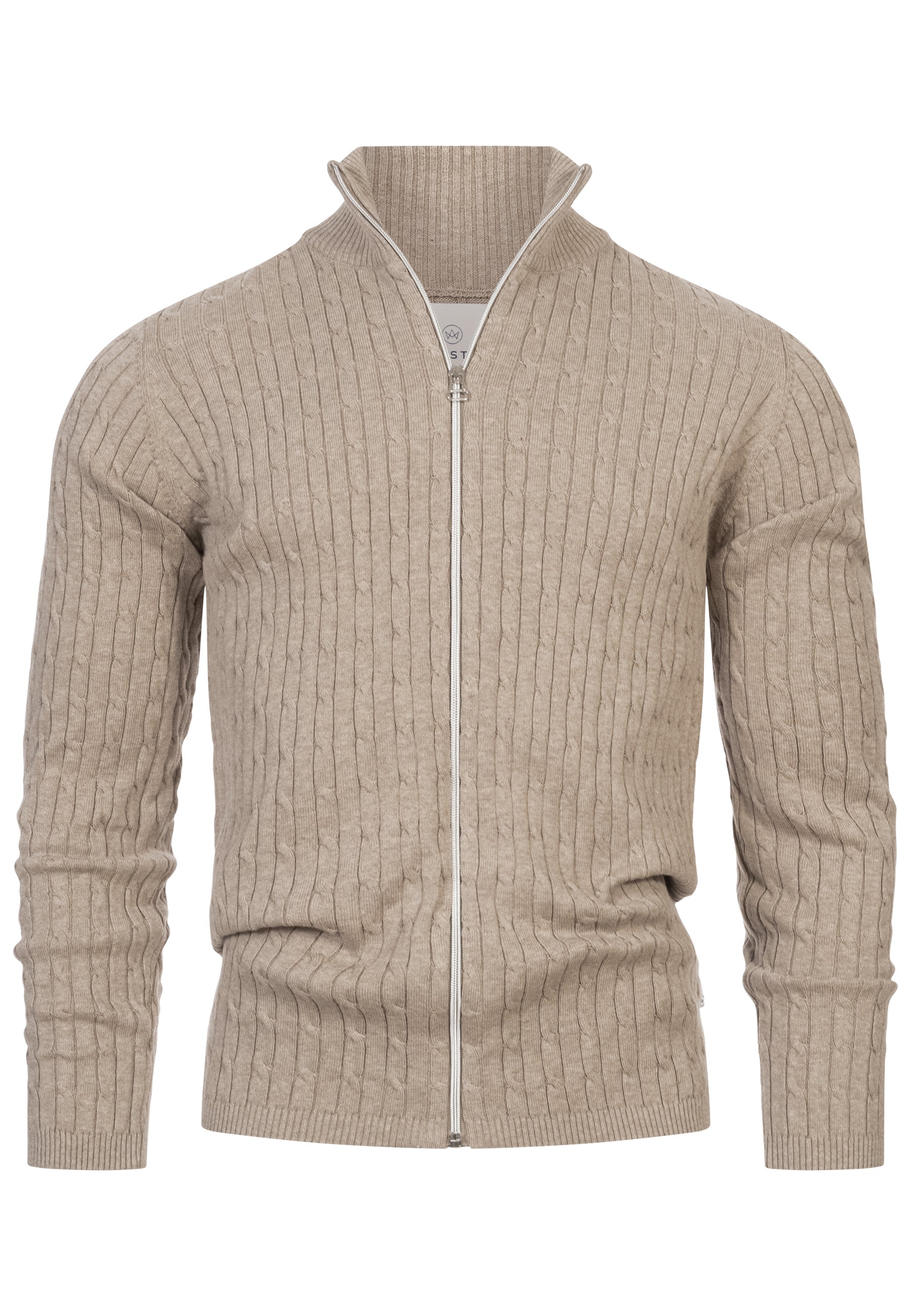 KRONSTADT | Men's Cardigan KSCable Zip Beige Mix – Kronstadt