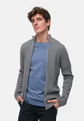 Strickjacke KSCable Zip Lt Grey Mix