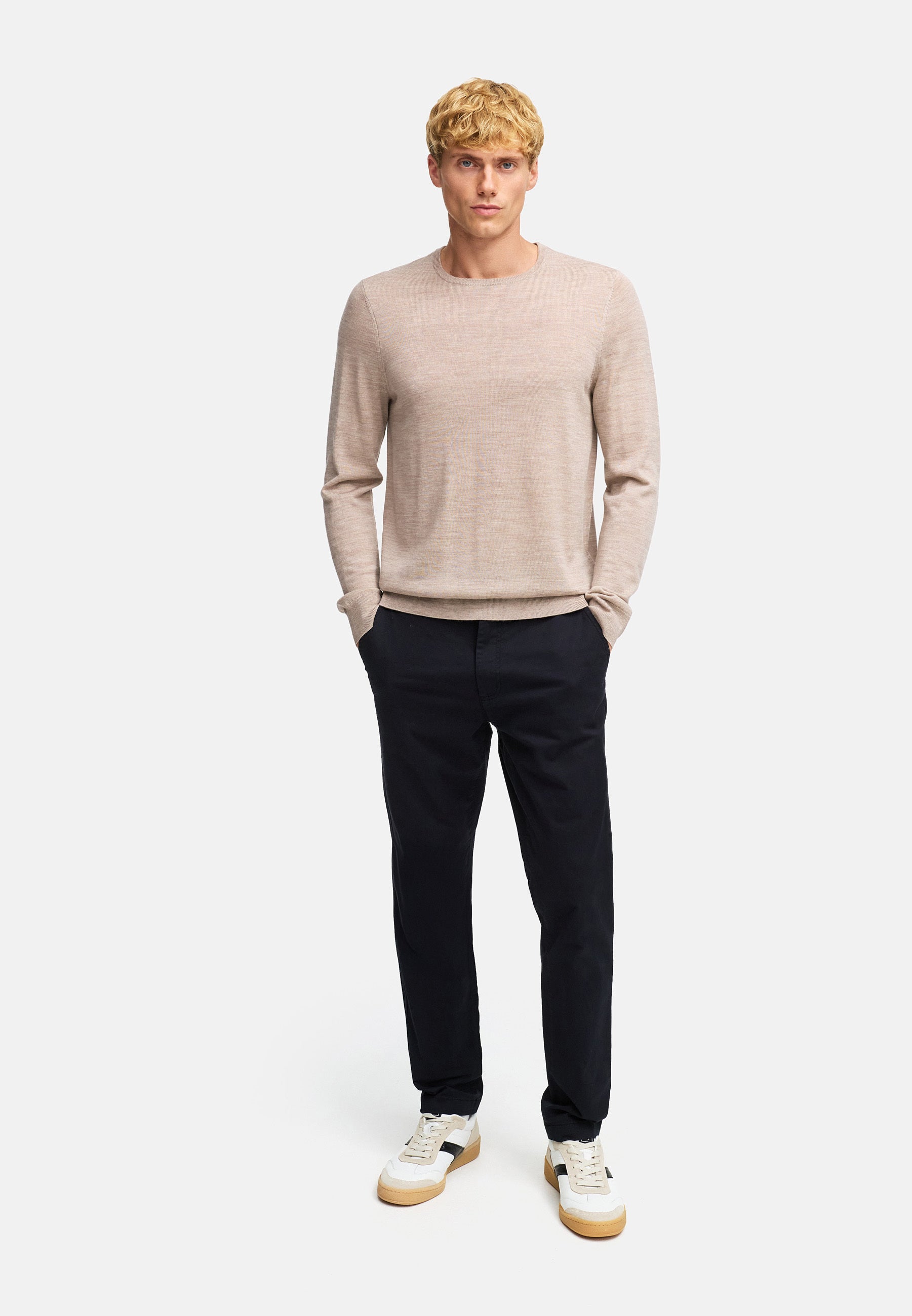Strickpullover KSJohannes merino crew knit Sand mix