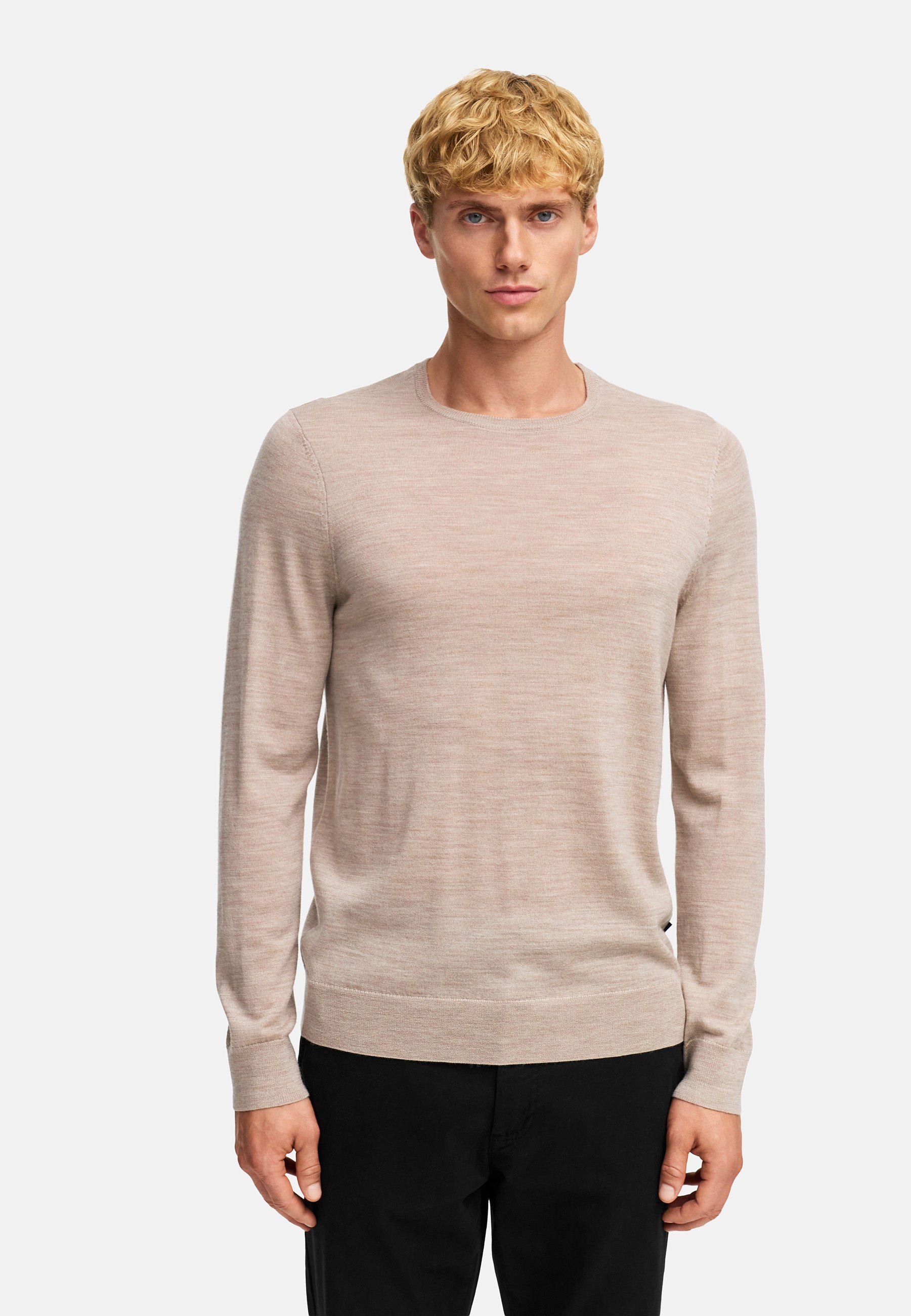 Strickpullover KSJohannes merino crew knit Sand mix