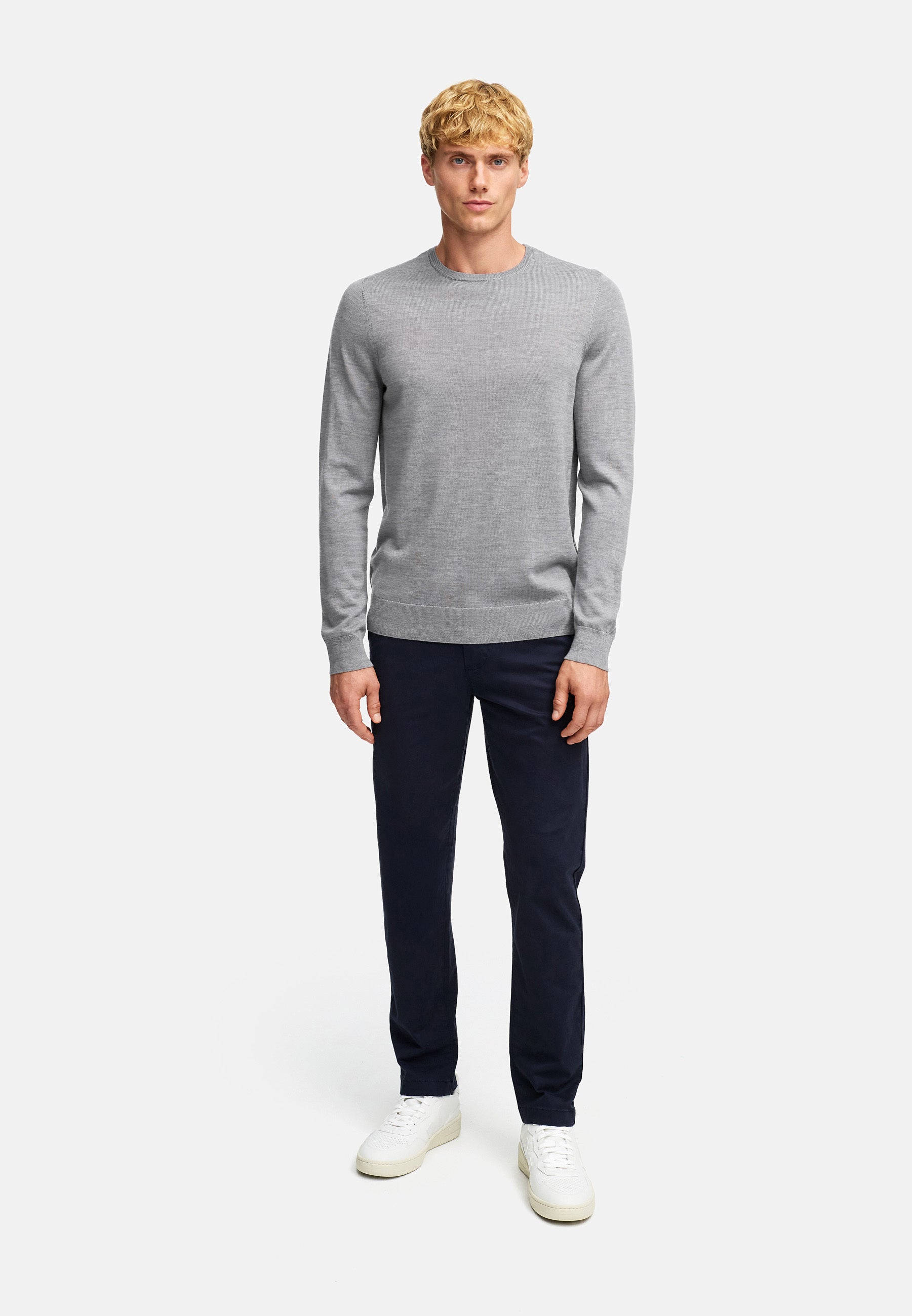 Strickpullover KSJohannes merino crew knit Lt Grey Mix