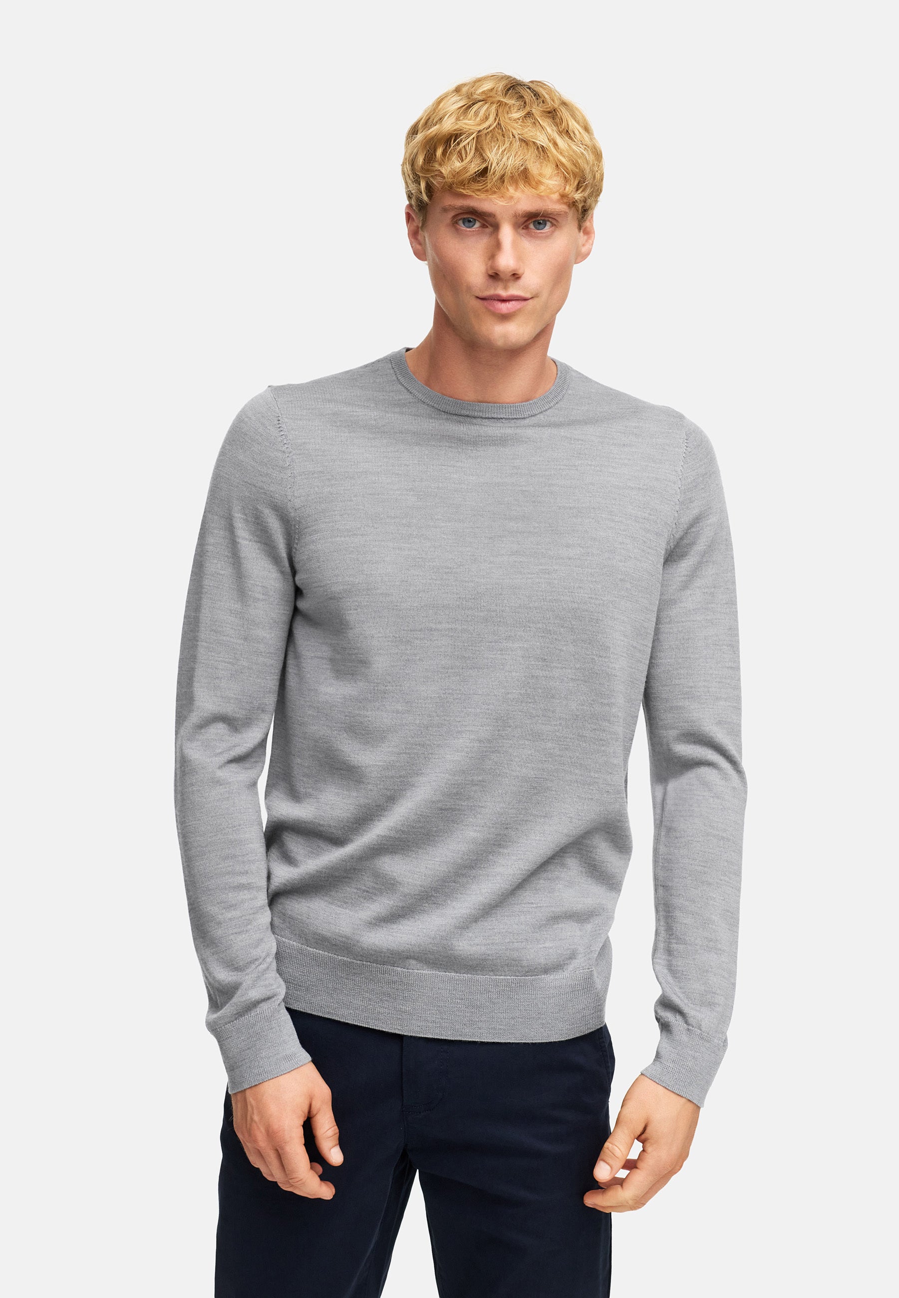 Strickpullover KSJohannes merino crew knit Lt Grey Mix