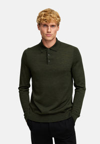 Strickpullover KSJohannes Merino Strick Polo Army Mix