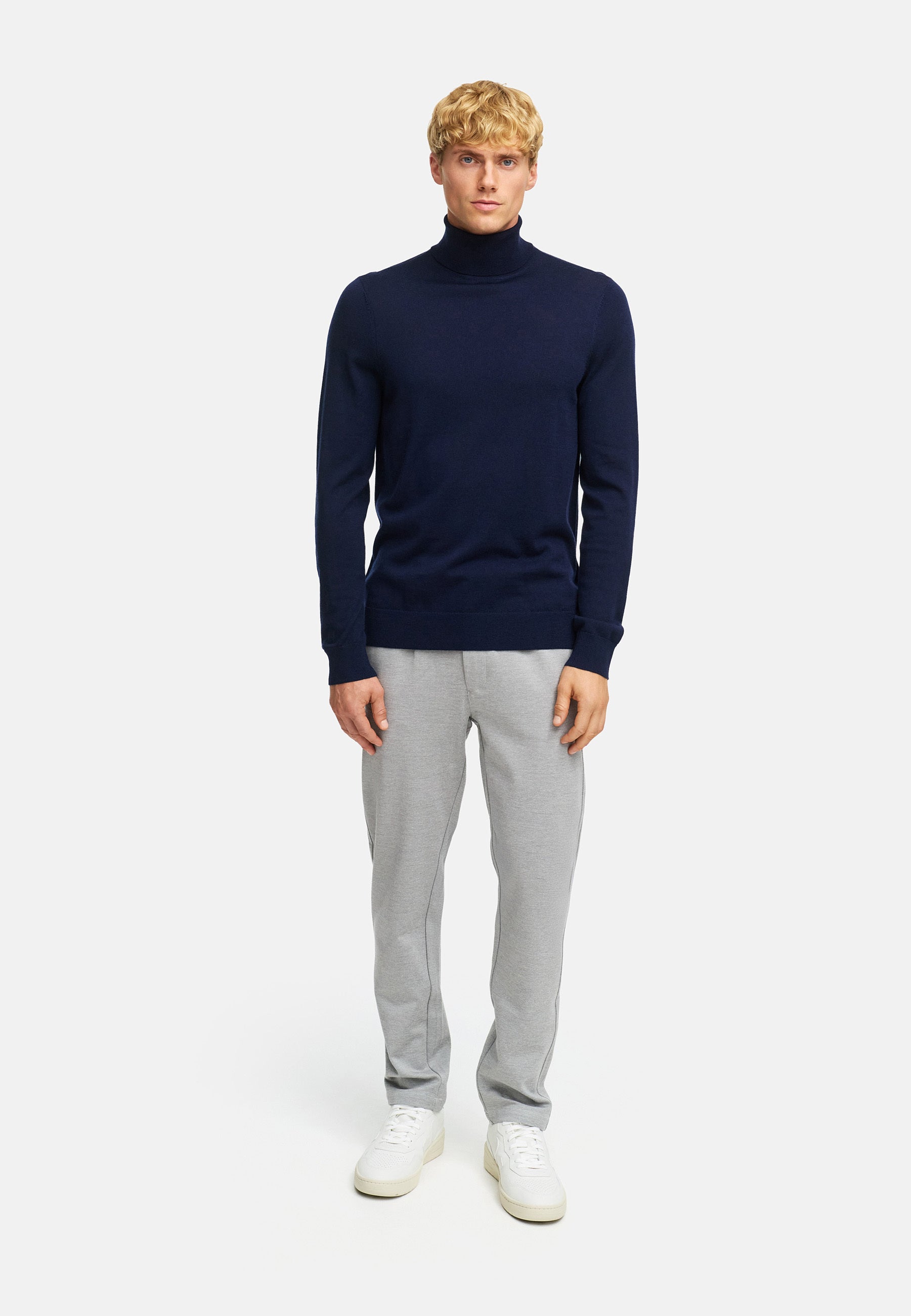 Rollkragen KSJohannes merino roll neck knit Sky Captain