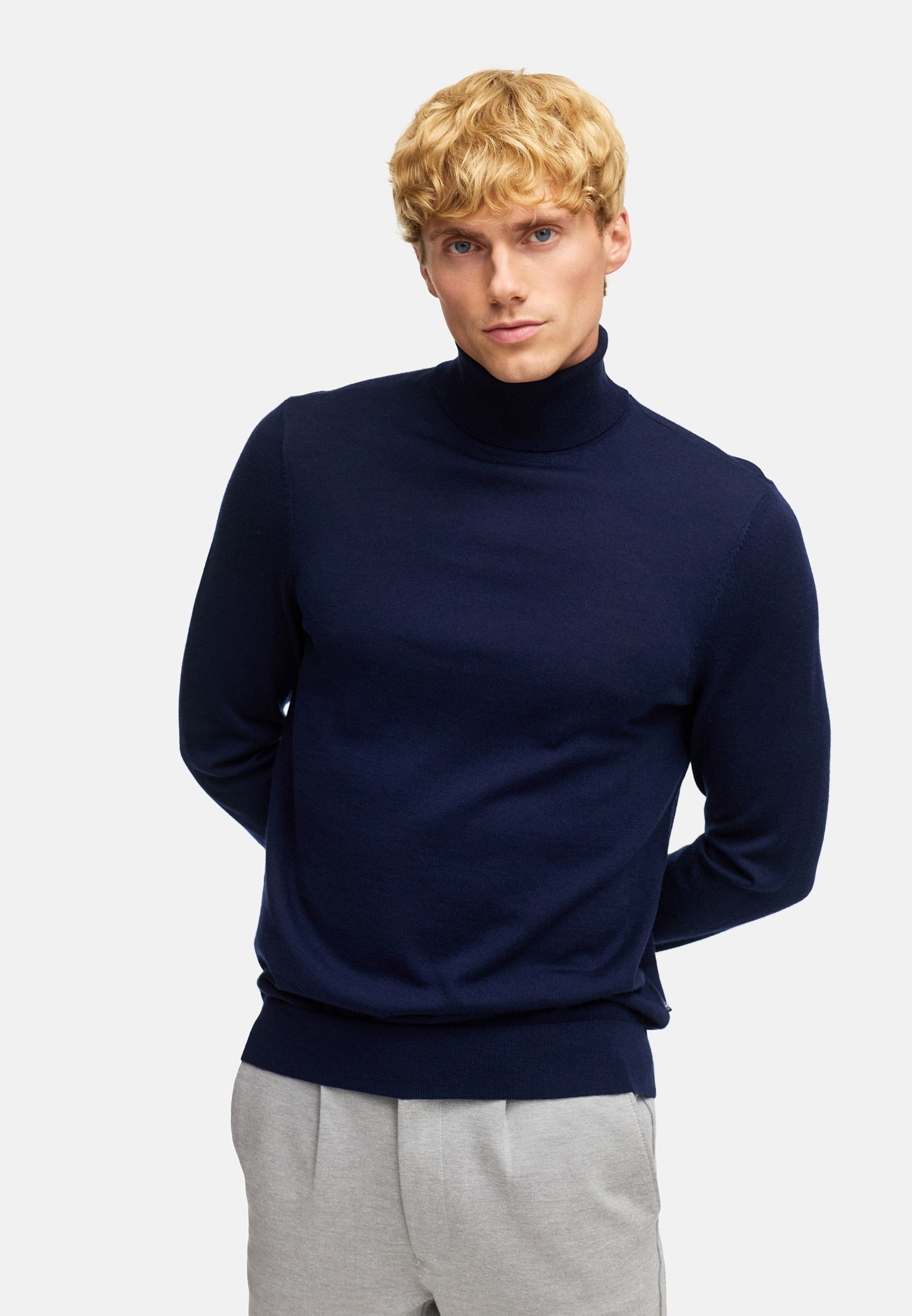 Rollkragen KSJohannes merino roll neck knit Sky Captain