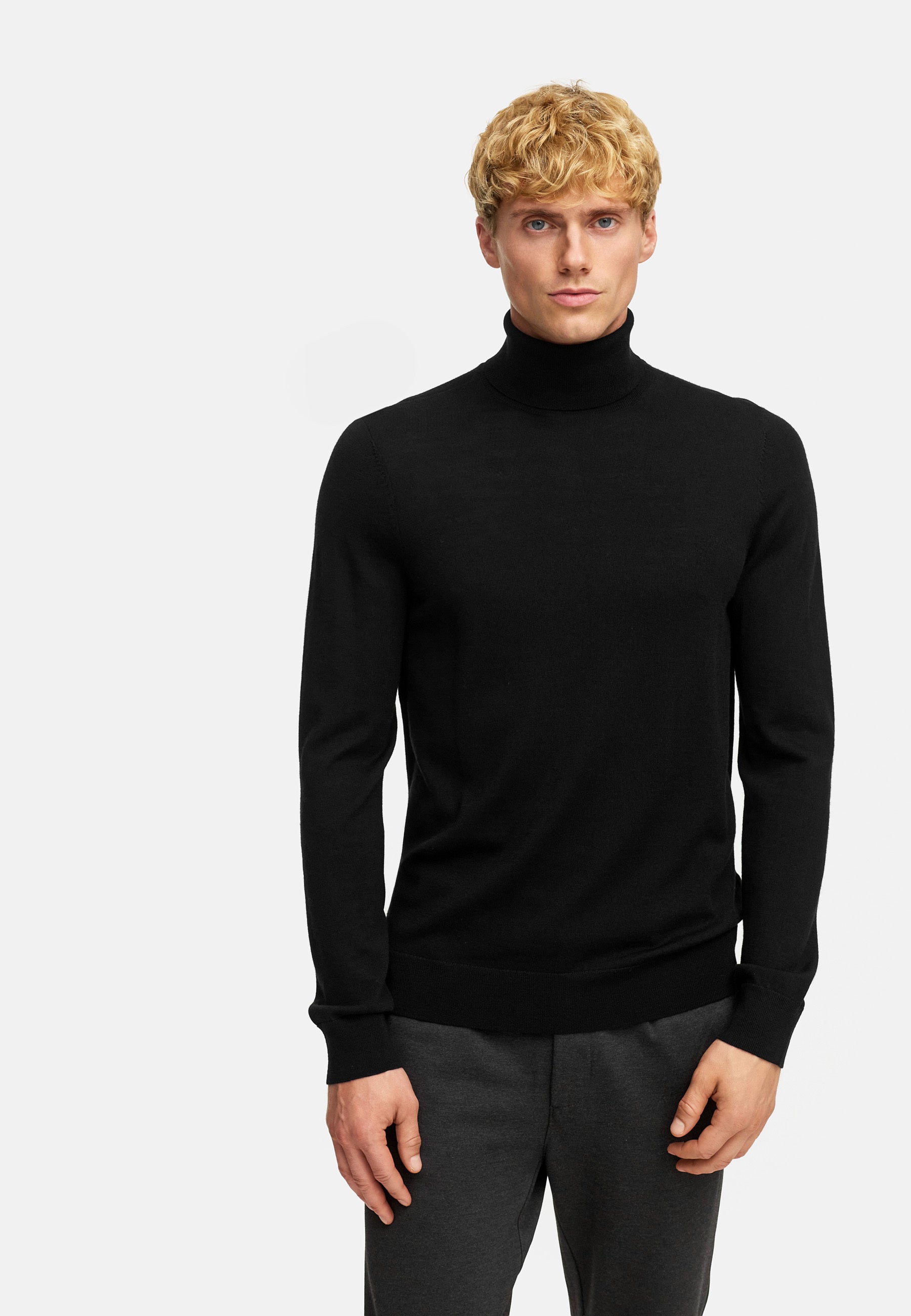 Rollkragen KSJohannes merino roll neck knit Black