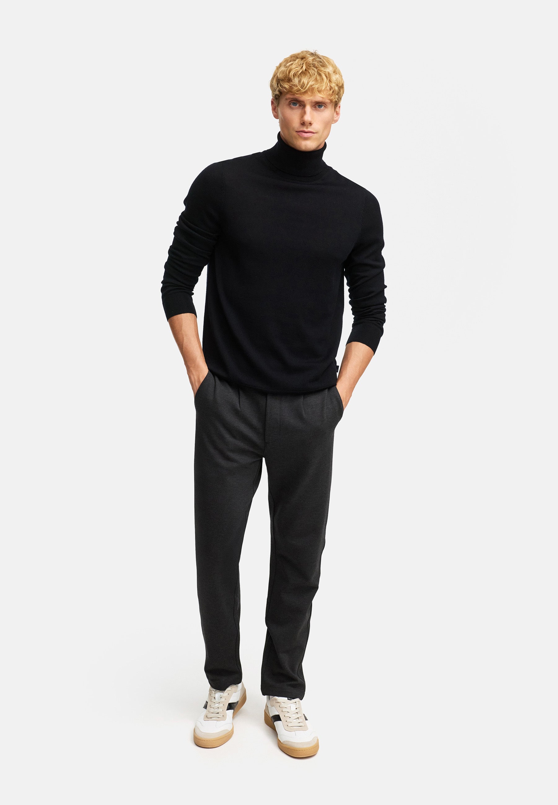 Rollkragen KSJohannes merino roll neck knit Black