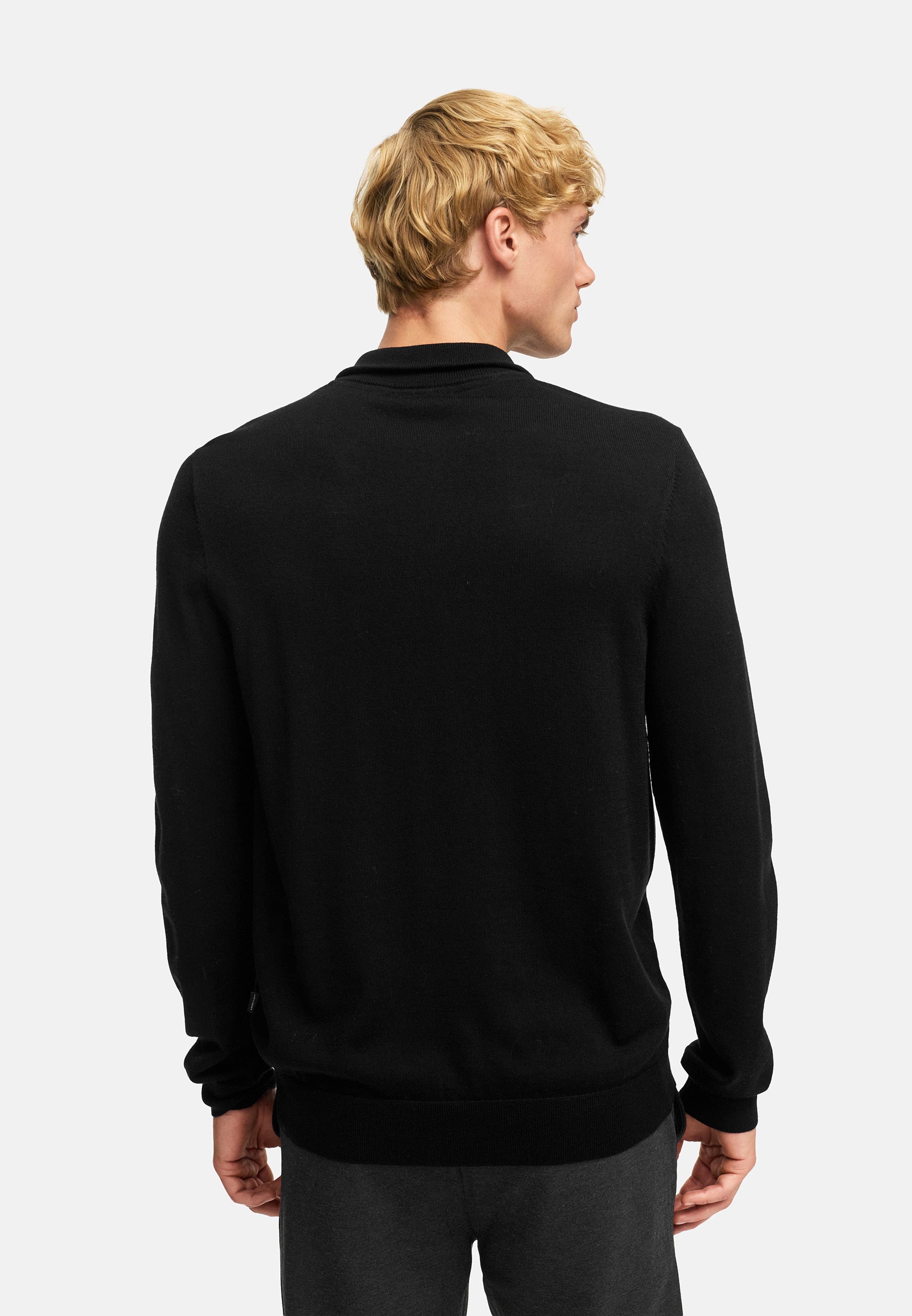 strong knitT 006　black KRONSTADT | Men's Knitted Sweater KSJohannes Merino Knit Half Zip
