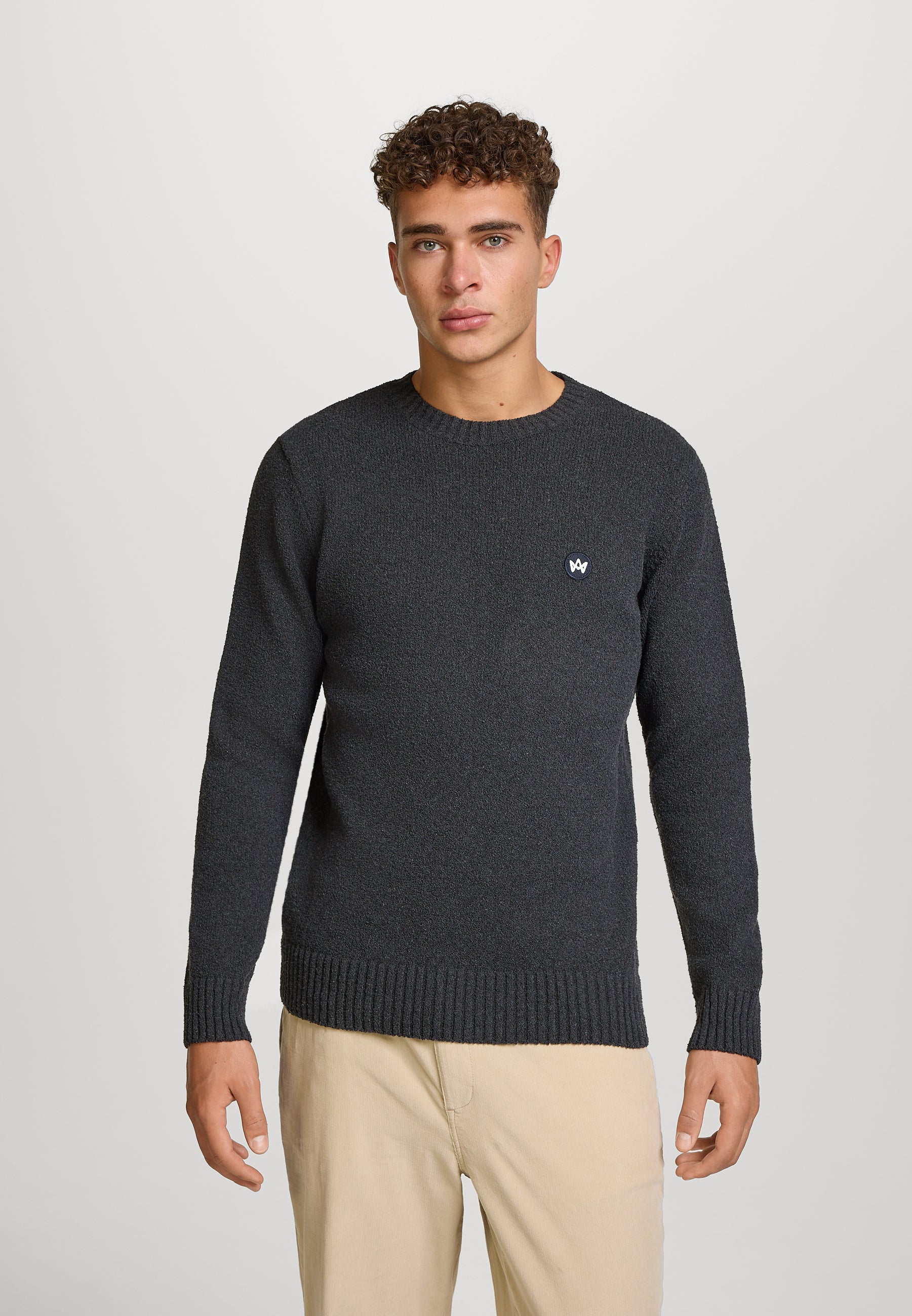 Strickpullover KSGreyson crew neck knit Charcoal Mix
