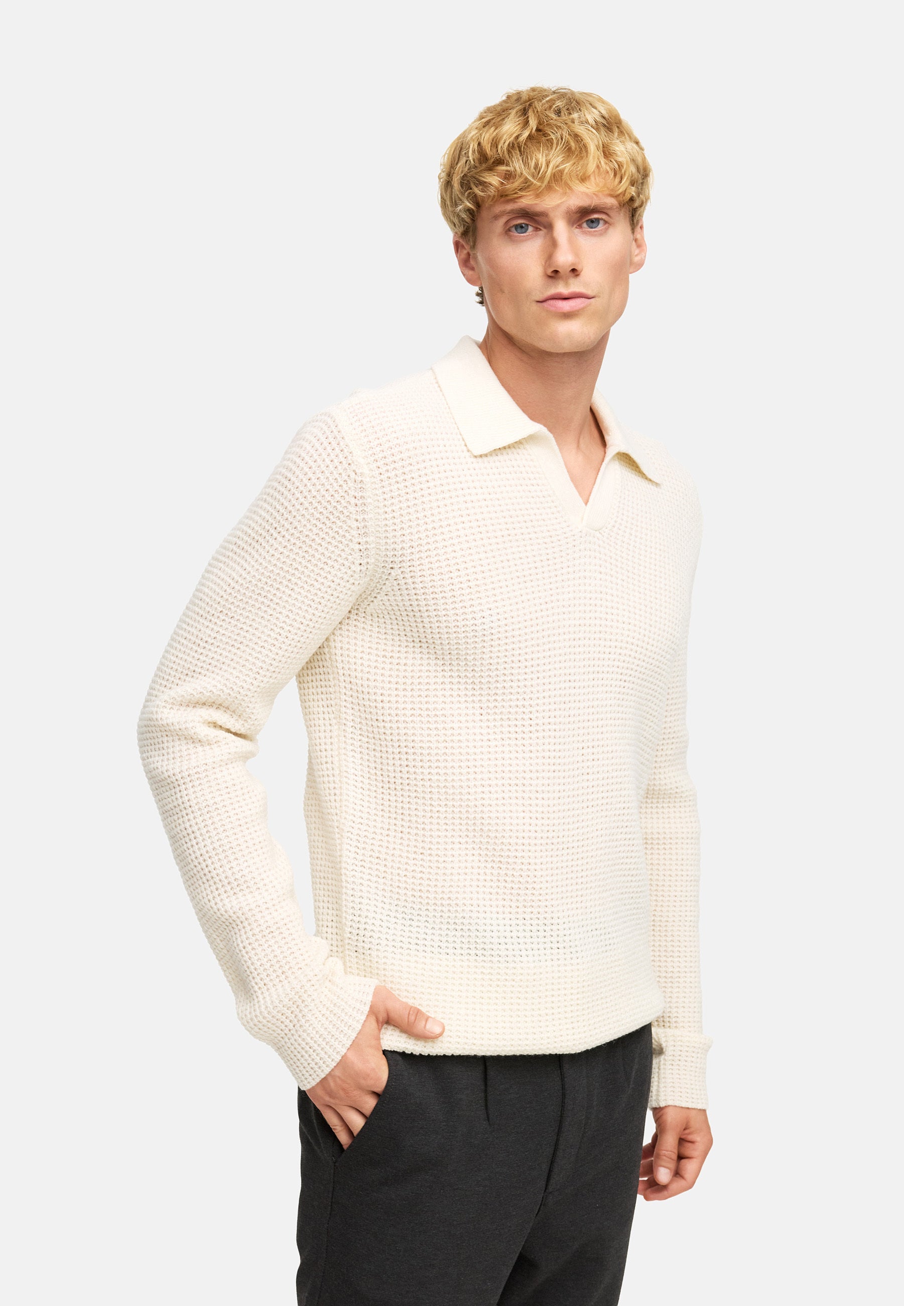 KRONSTADT | Men's Knitted Jumper KSCrombie Knitted Polo Vanilla