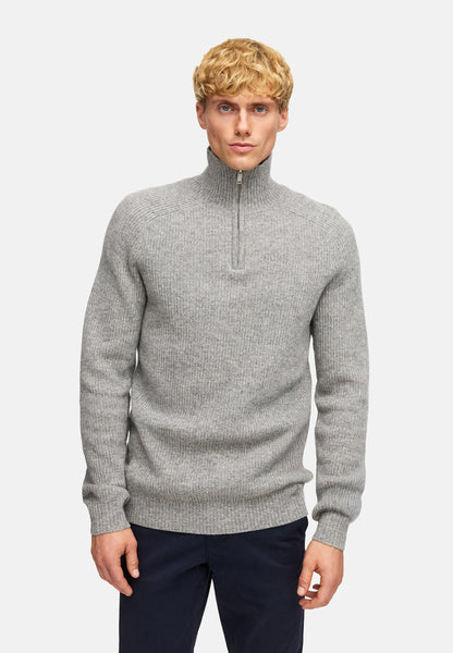 KRONSTADT | Men's Knitted Jumper KSDorsey Knit Half Zip Lt Grey
