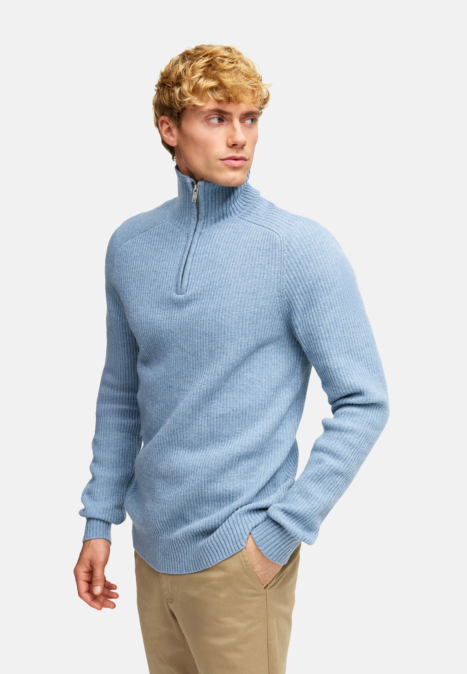 KRONSTADT | Men's Knitted Sweater KSDorsey Knit Half Zip Blue