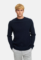 Strickpullover KSFlynn cabel crew neck knit Sky Captain