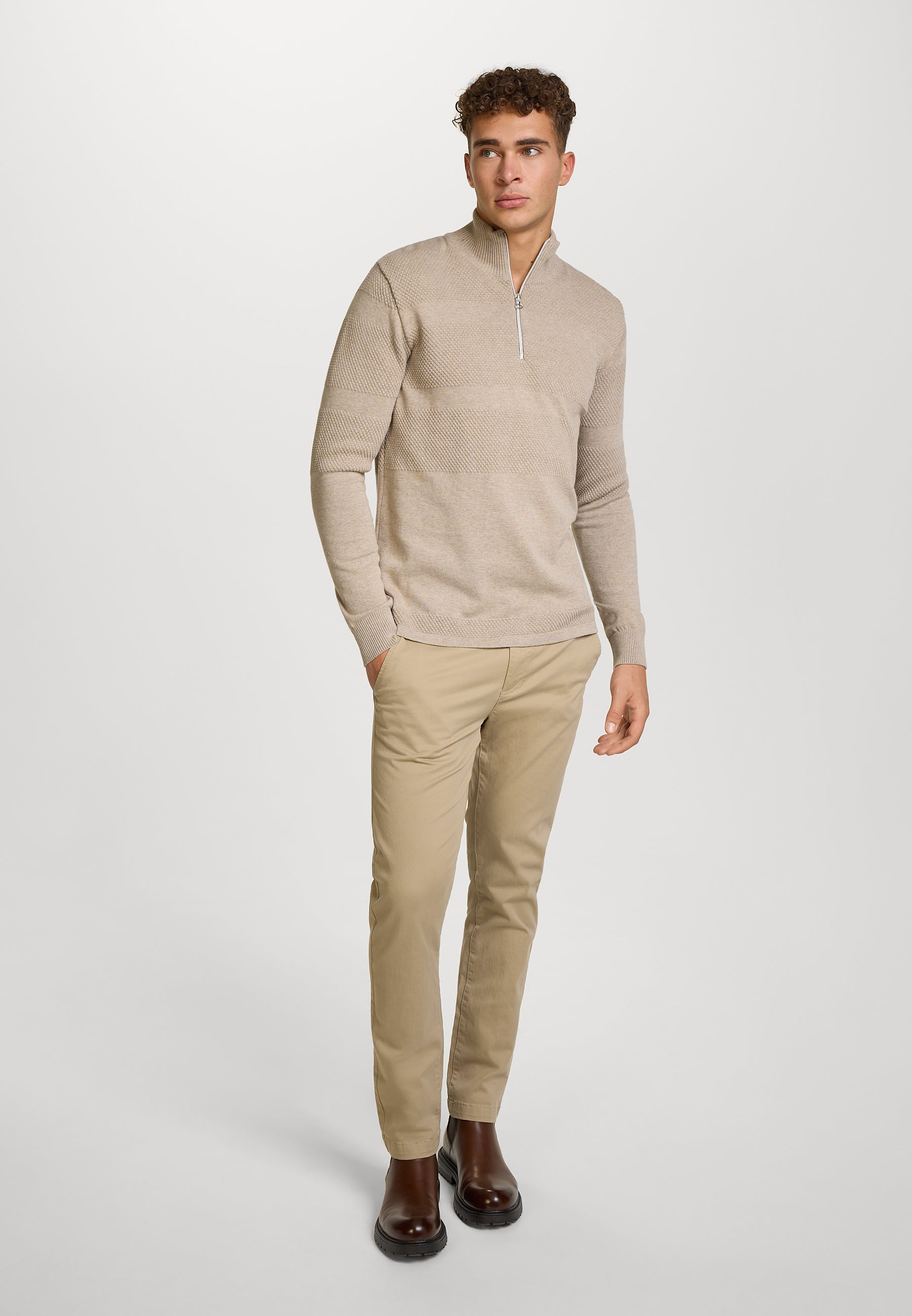 Strickpullover KSHannes Half-Zip Sand mix