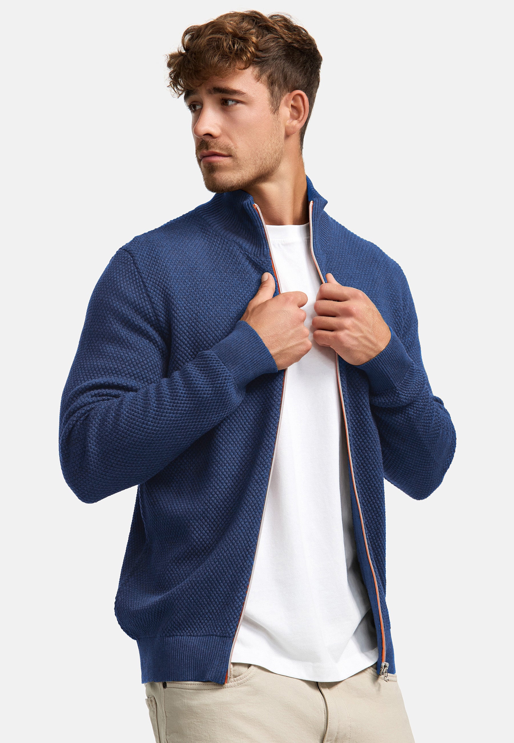 KRONSTADT | Men's Cardigan KSErik Zip Federal Blue Mix – Kronstadt