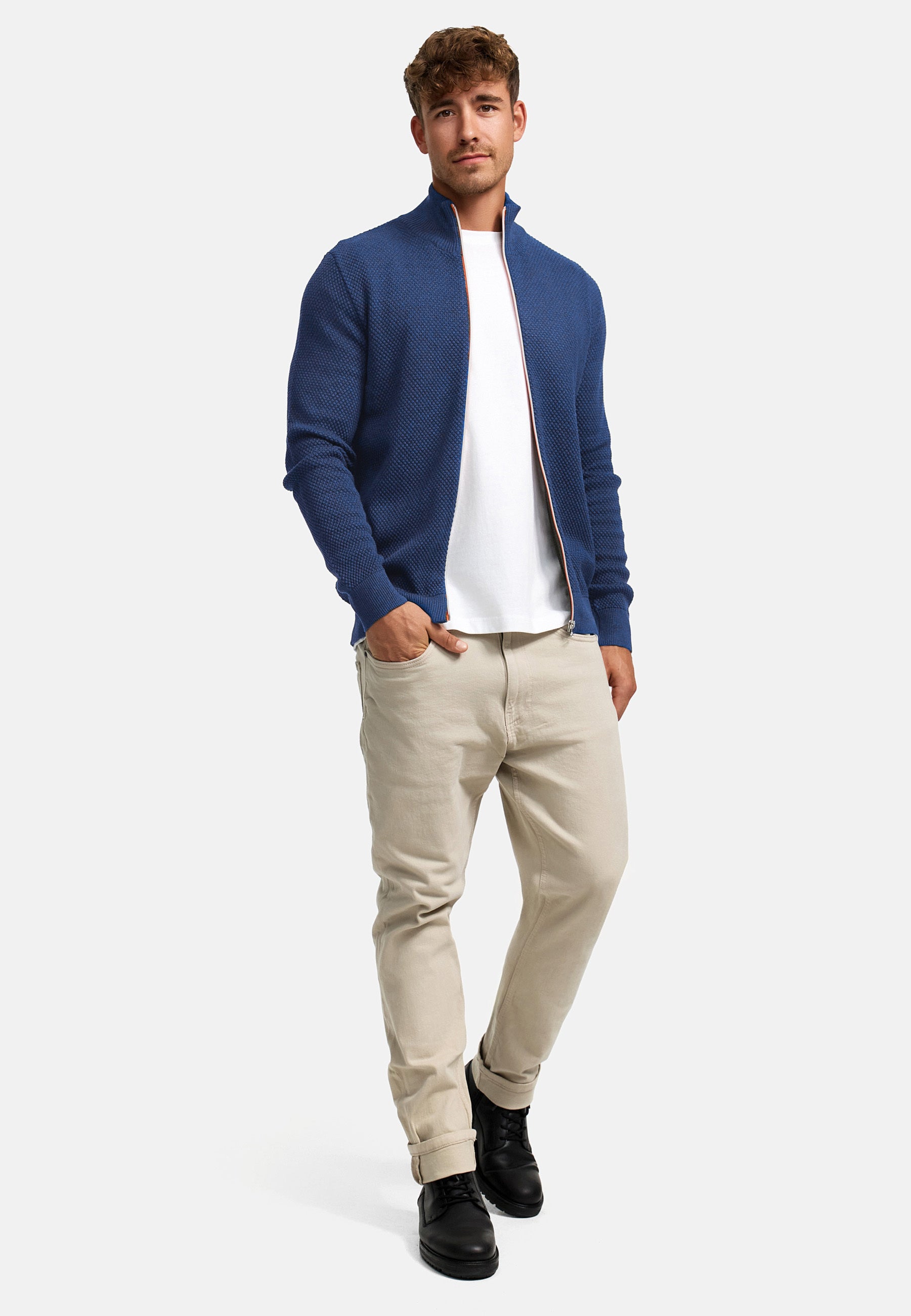 KRONSTADT | Men's Cardigan KSErik Zip Federal Blue Mix – Kronstadt