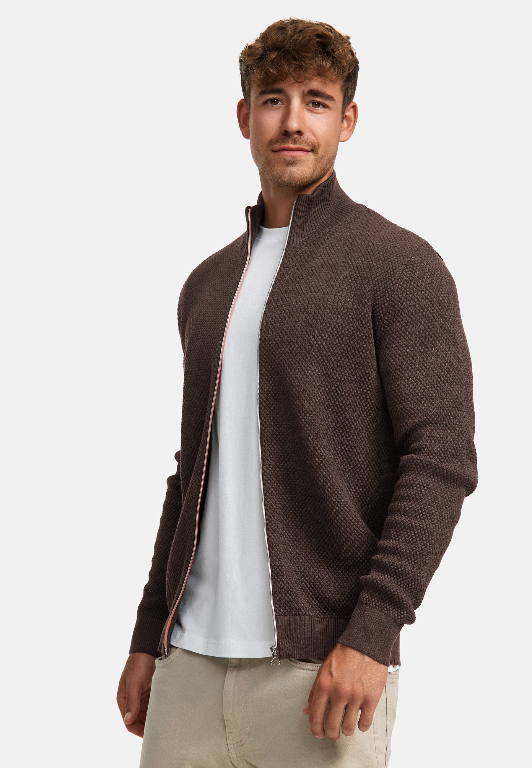 KRONSTADT | Men's Cardigan KSErik Zip Chocolate Plum Mix – Kronstadt