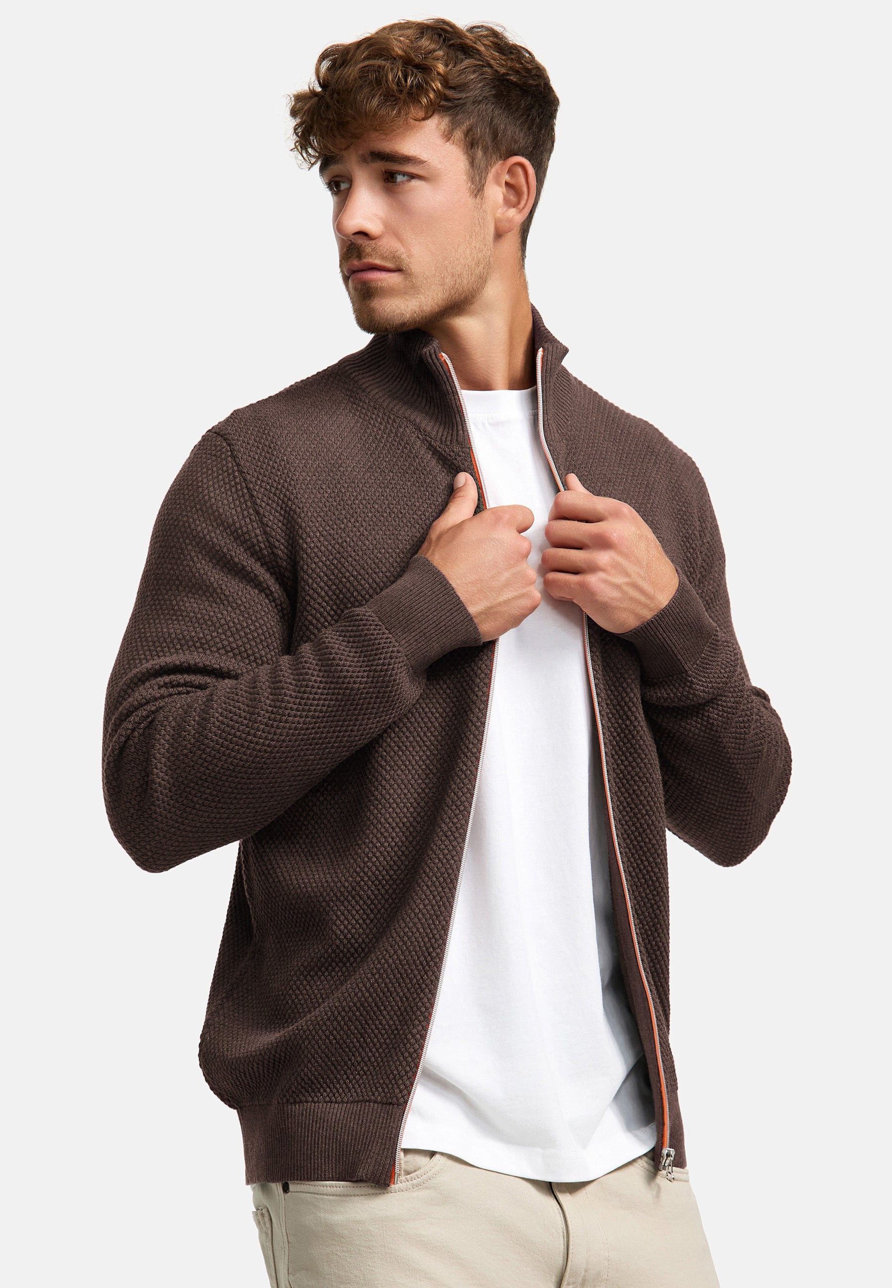 KRONSTADT | Men's Cardigan KSErik Zip Chocolate Plum Mix – Kronstadt