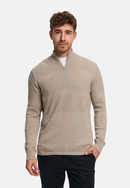 KRONSTADT | Men's Knitted Jumper KSHannes Half-Zip Sand mix