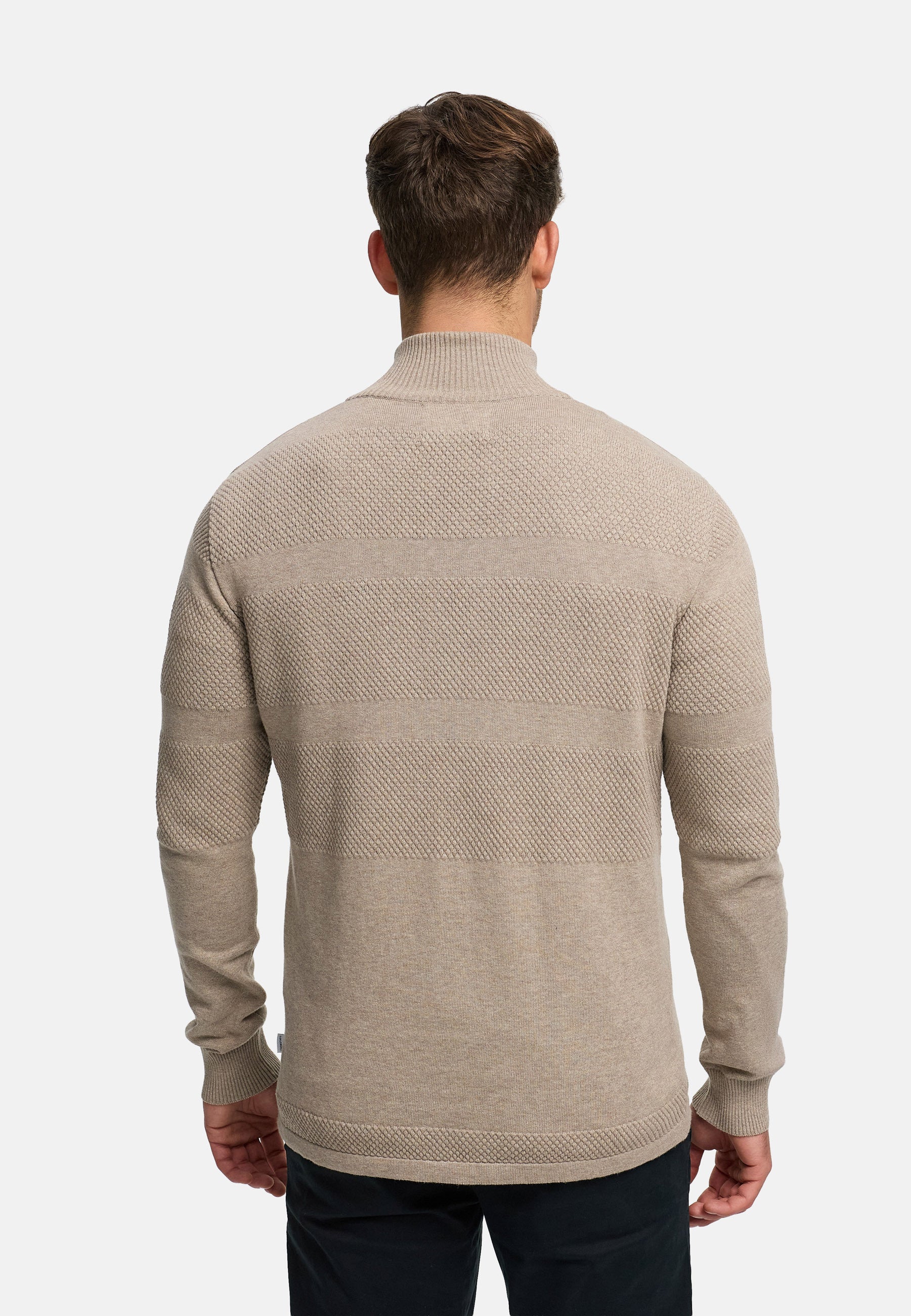 KRONSTADT | Men's Knitted Jumper KSHannes Half-Zip Sand mix