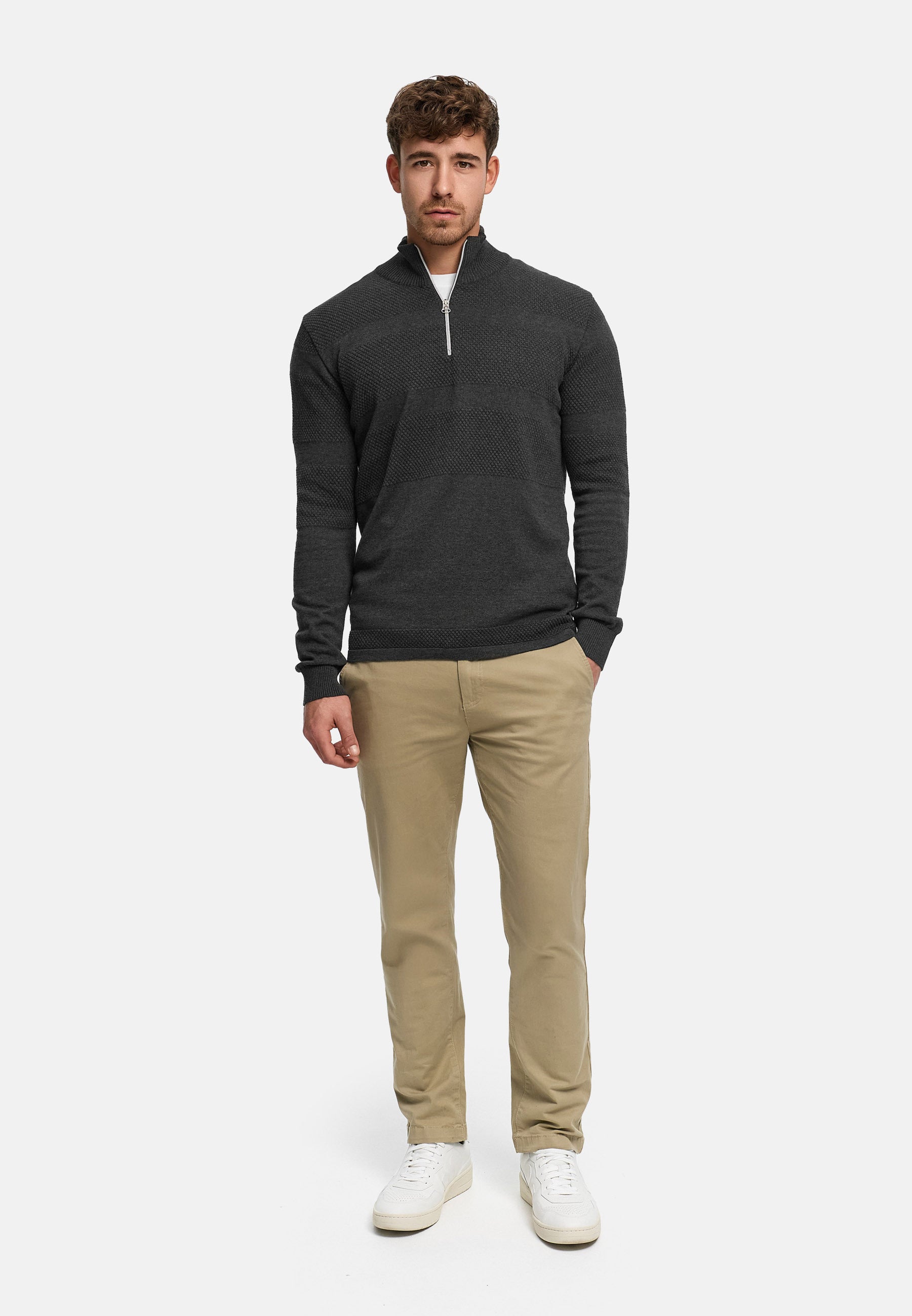 Strickpullover KSHannes Half-Zip Charcoal Mix Produktbild