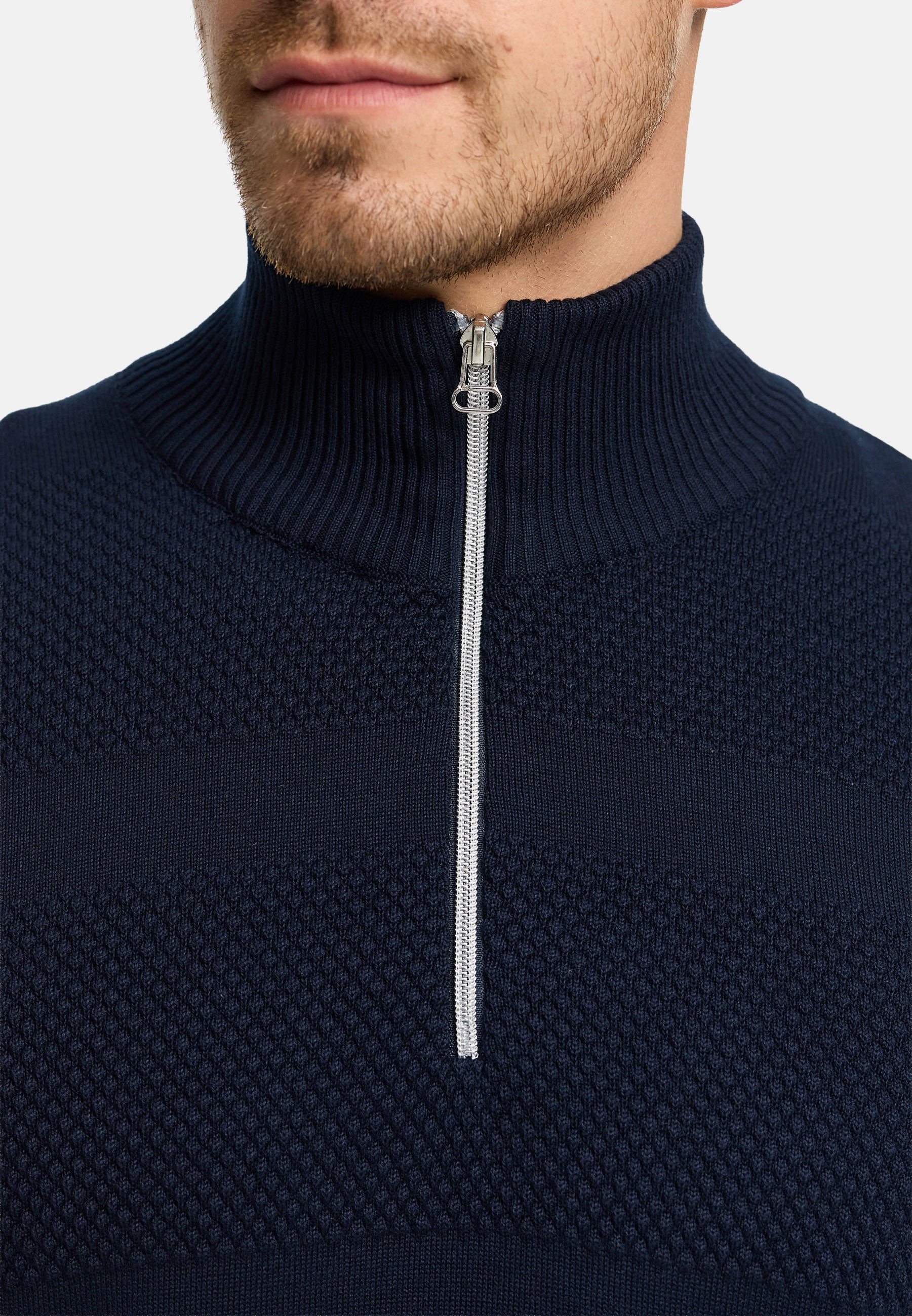 KRONSTADT | Men's Knitted Sweater KSHannes Half-Zip Sky Captain