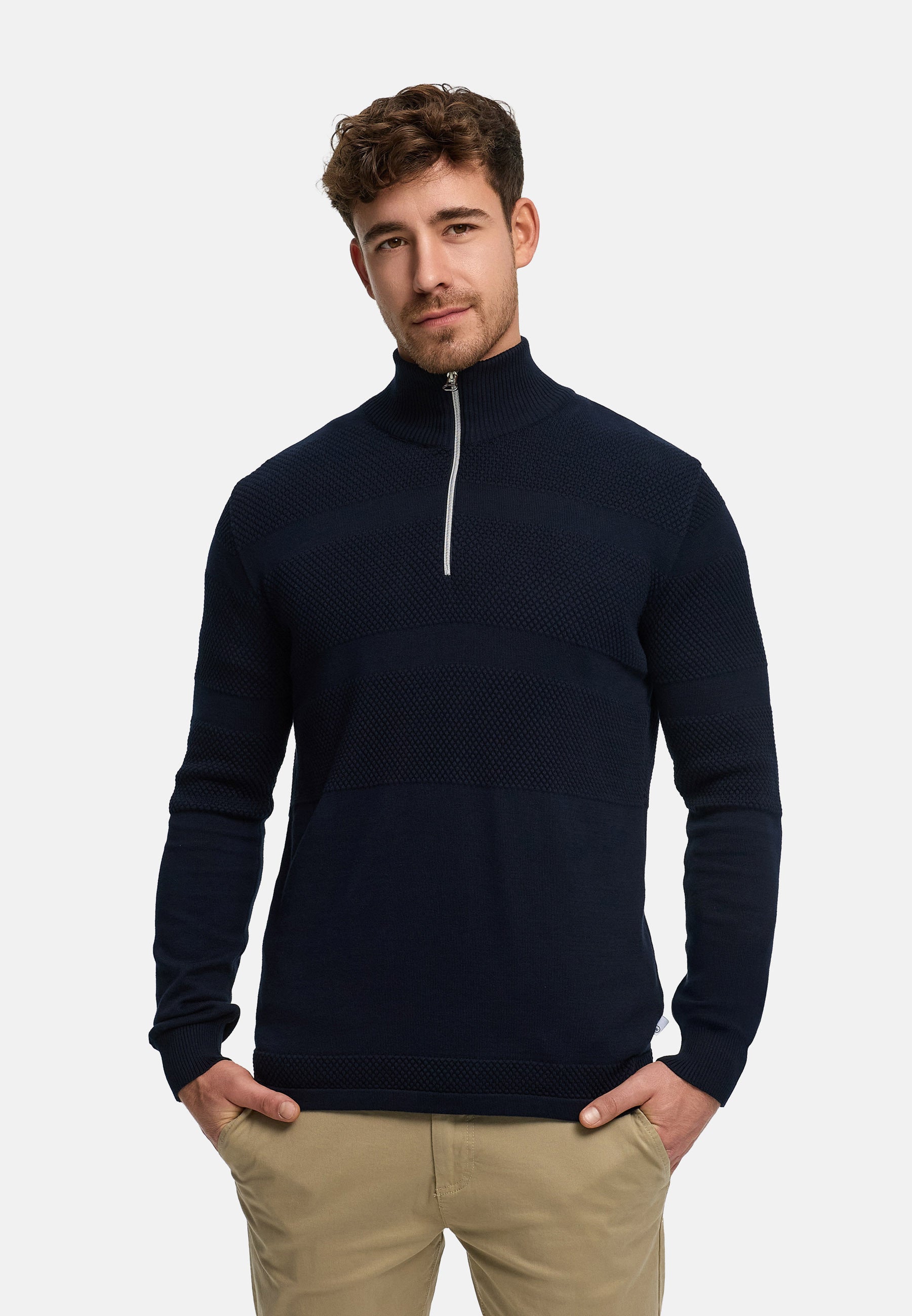 KRONSTADT | Men's Knitted Sweater KSHannes Half-Zip Sky Captain