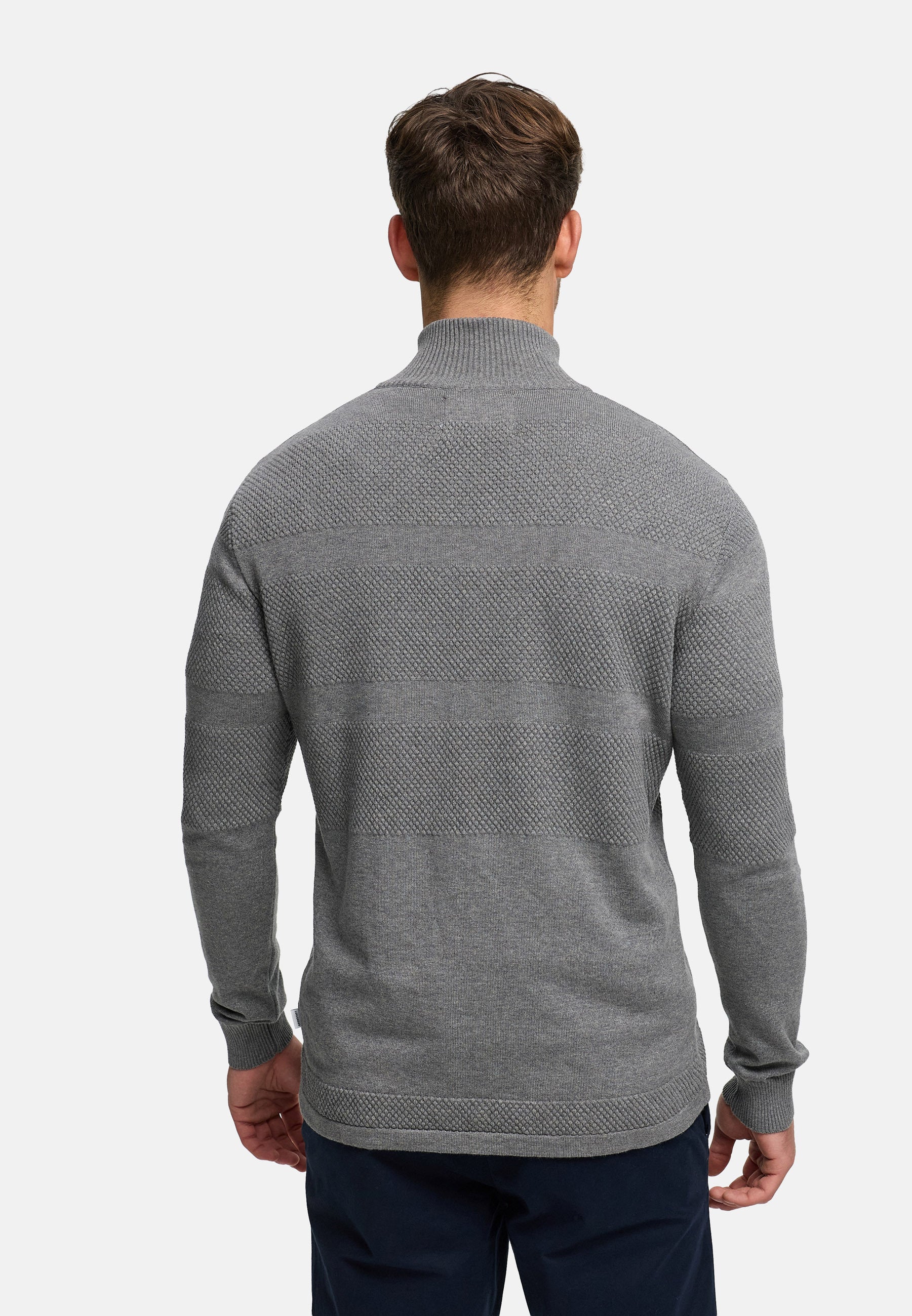 KRONSTADT | Men's Knitted Sweater KSHannes Half-Zip Lt Grey Mix