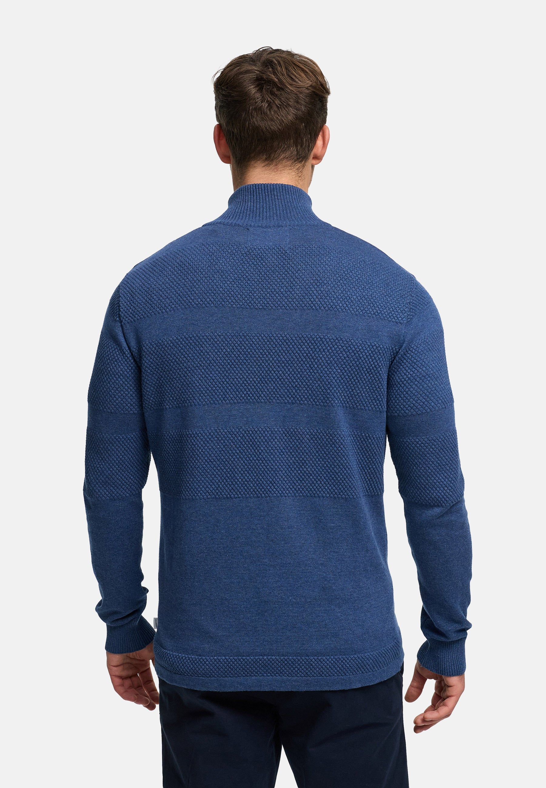 KRONSTADT | Men's Knitted Sweater KSHannes Half-Zip Federal Blue