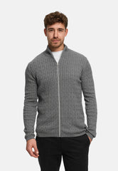 Strickjacke KSCable Zip Lt Grey Mix