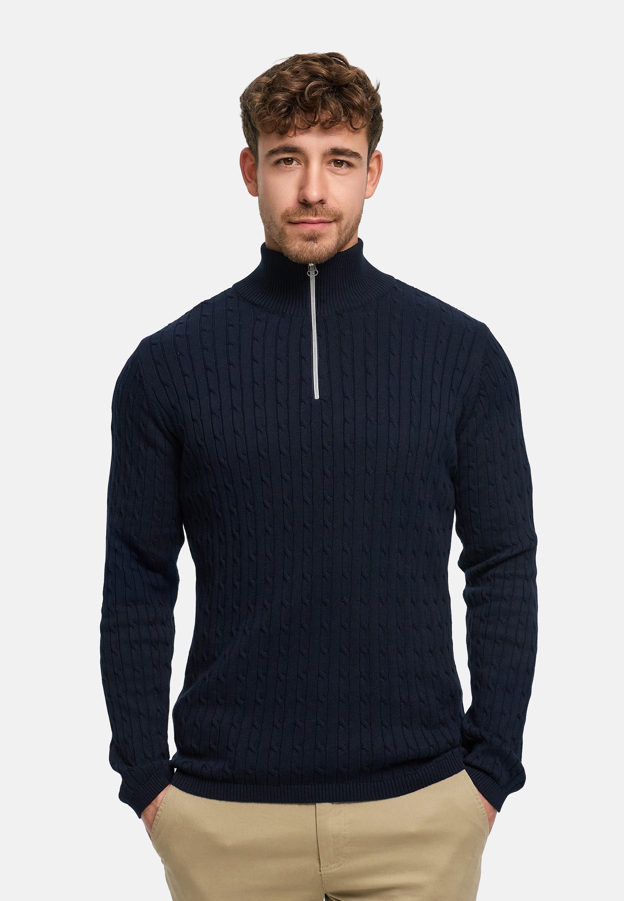 KRONSTADT | Men's Knitted Jumper KSCable Half-Zip Sky Captain