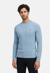 Strickpullover KSFlynn cabel crew neck knit Blue Shadow Mix