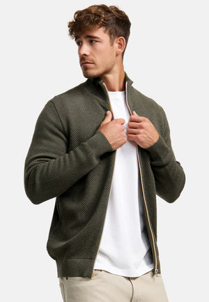 Strickjacke KSErik Zip Army Mix Produktbild