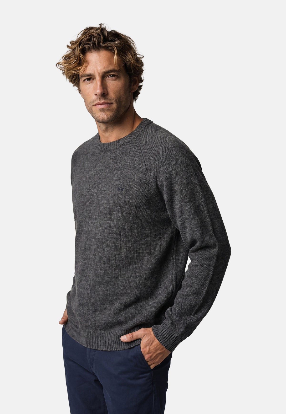 Strickpullover KSLarson Strick Crew Neck Charcoal Mix Produktbild